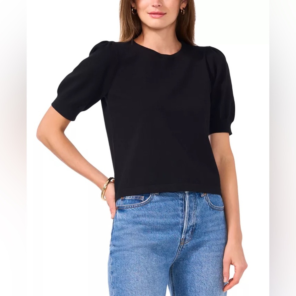 Sam & Jess Women's Short Puff-Sleeve Sweater - Medium